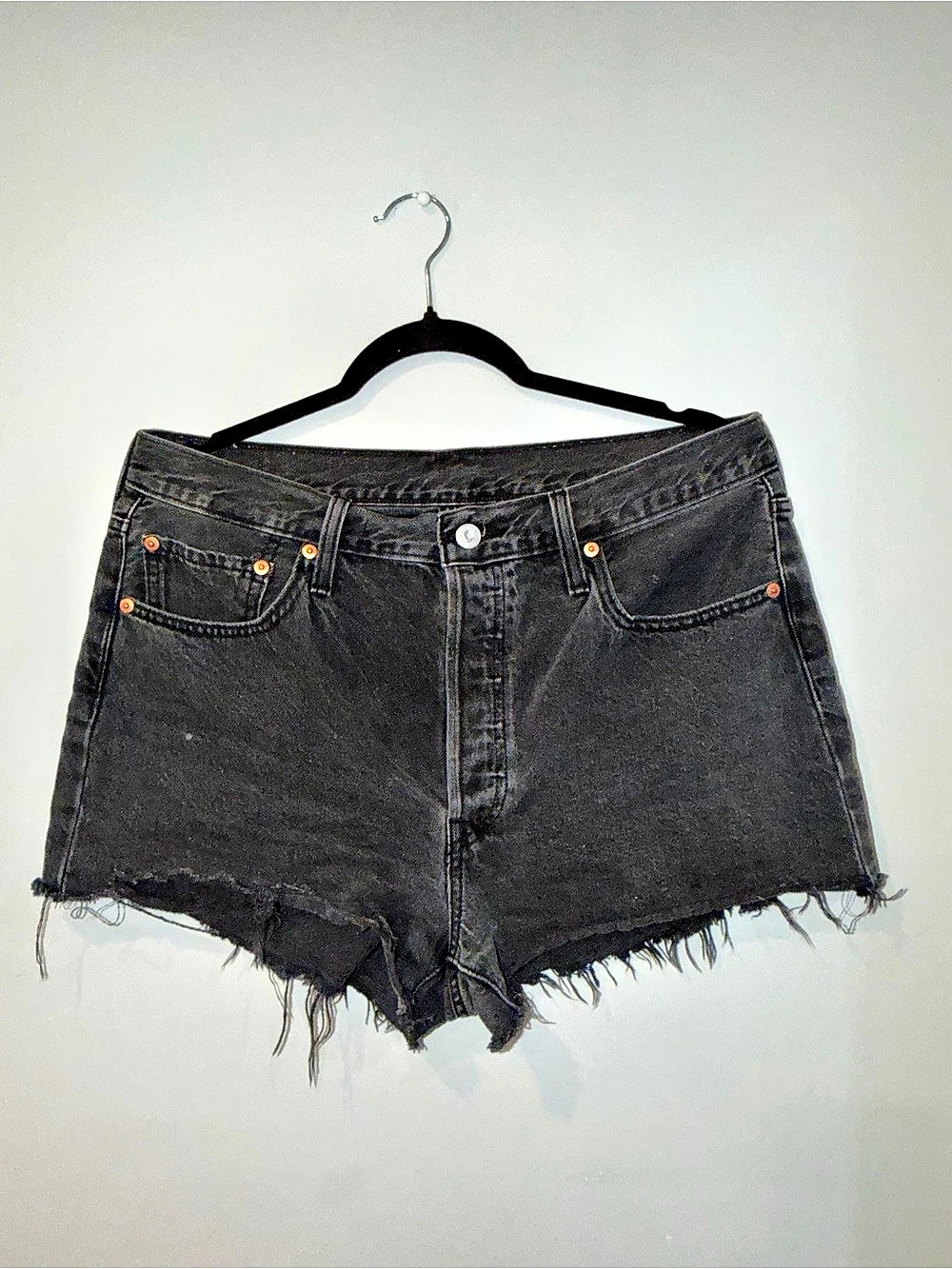 Levi's 501 Original Shorts Women's Black Frayed Jean Shorts